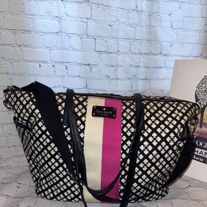 Kate Spade Adaira Diaper Bag or  Tote with Pink Stripe EUC